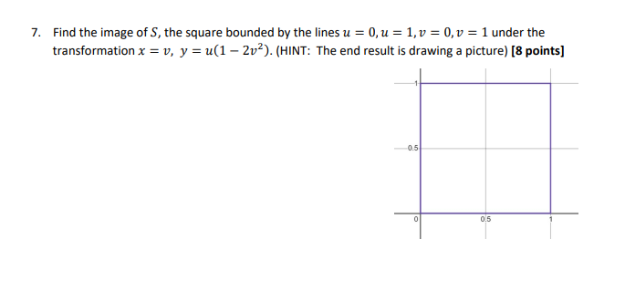 Find The Image Of S The Square Bounded By The Lines U 0 U 1 V 0 V 1 Under The Transformation X V Y U 1 2v2 Hint Th 1