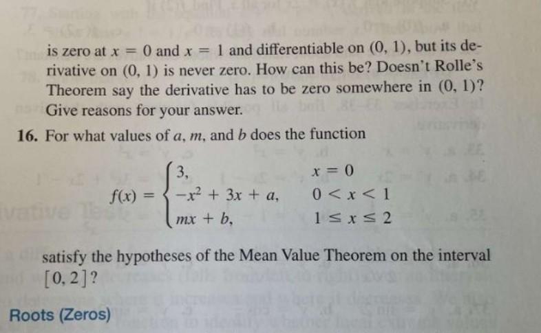 Is Zero At X 0 And X 1 And Differentiable On 0 1 But Its Derivative On 0 1 Is Never Zero How Can This Be Doesn T 1