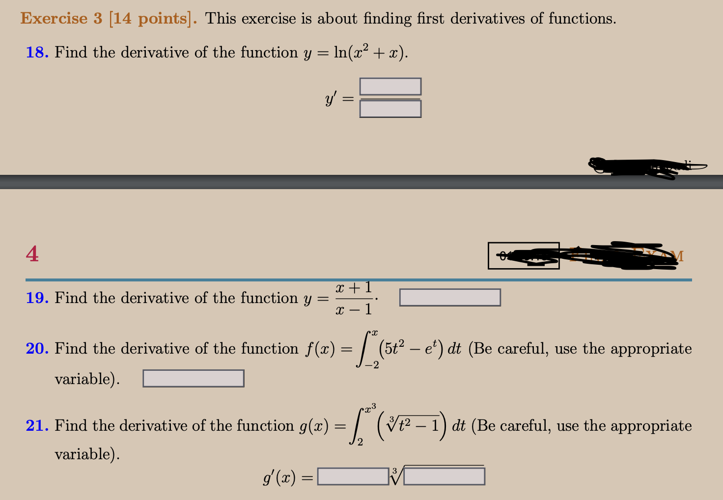 Exercise 3 14 Points This Exercise Is About Finding First Derivatives Of Functions 18 Find The Derivative Of The Fu 1
