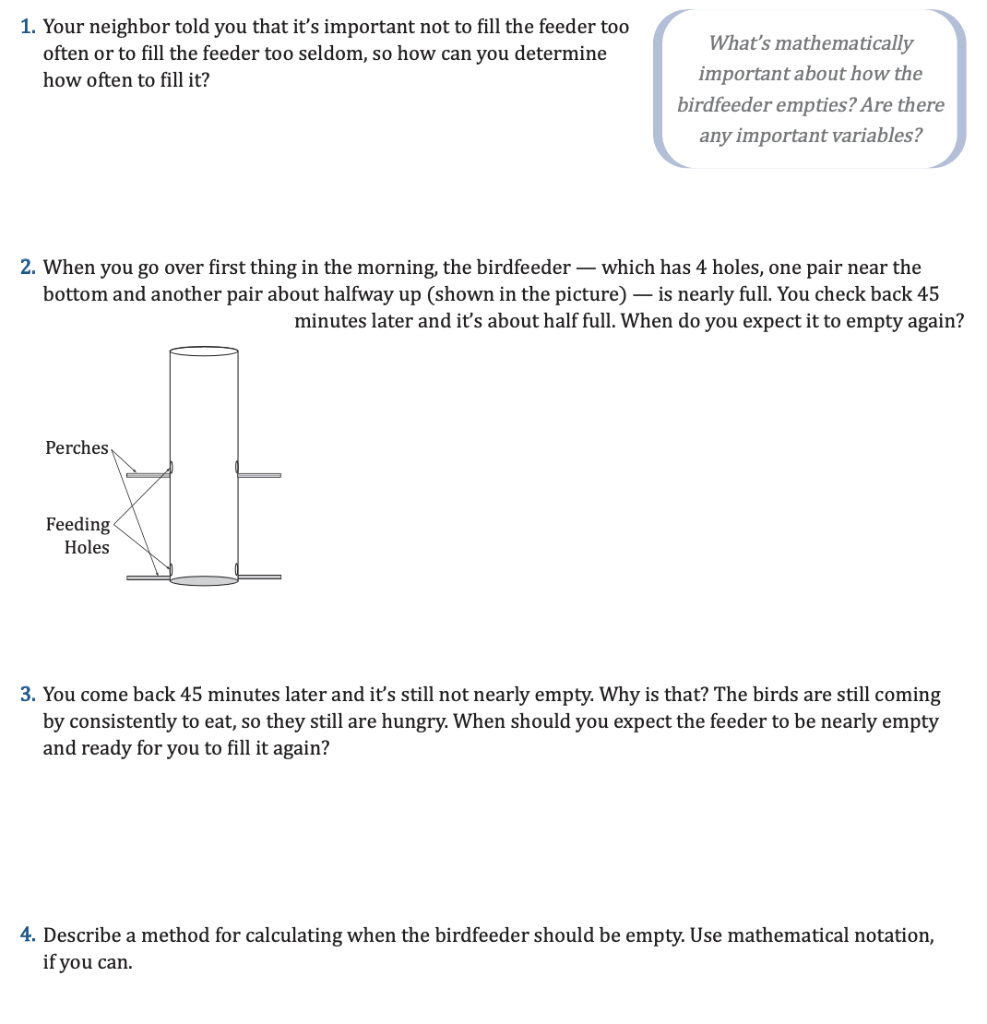1 Your Neighbor Told You That It S Important Not To Fill The Feeder Too Often Or To Fill The Feeder Too Seldom So How 1