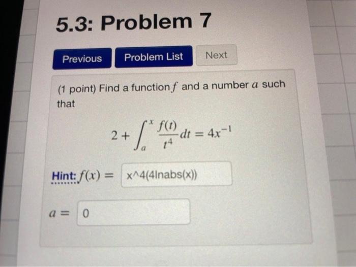 1 Point Find A Function F And A Number A Such That 2 Ax T4f T Dt 4x 1 Hint F X 1