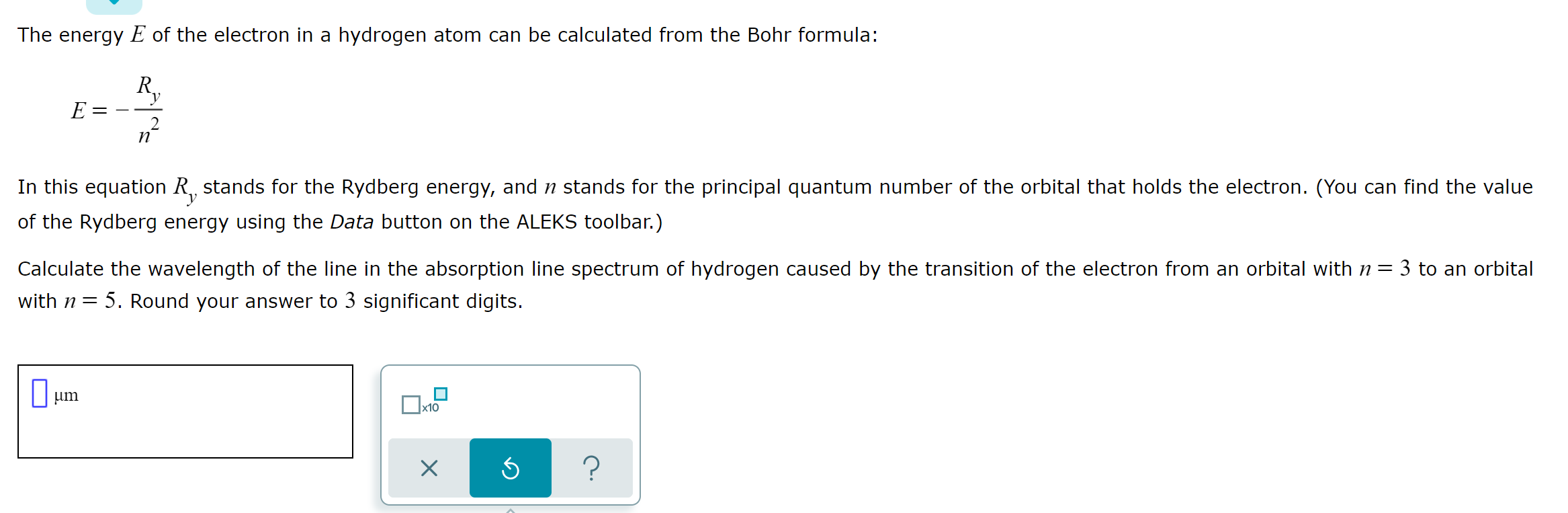 The Energy E Of The Electron In A Hydrogen Atom Can Be Calculated From The Bohr Formula R E 2 N In This Equation R St 1