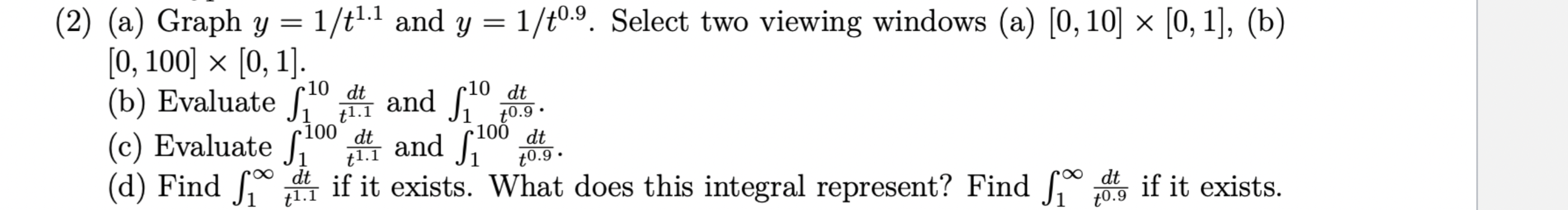 2 A Graph Y 1 T1 1 And Y 1 T0 9 Select Two Viewing Windows A 0 10 0 1 B 0 100 0 1 B Evaluate 110 T 1