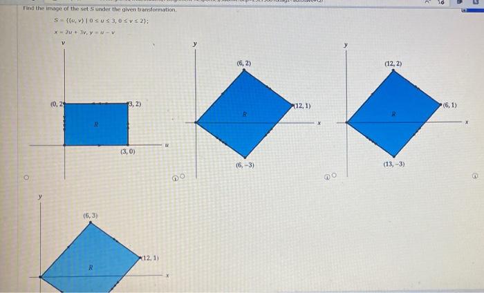 Fith The Itrioe Of The Set S Undor The Given Transfortation S Vi V 0 U 3 0 V 2 X 7u 7vi Y I V 1