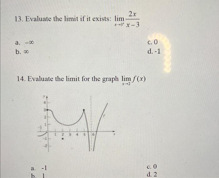 1 Evaluate The Limit For The Graph X 1lim F X A 1 C Does Not Exist B 3 D 0 2 The Average Rate Of Change Of F X 4