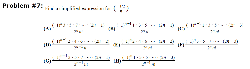 Roblem 7 Find A Simplified Expression For 1 2n A 2nn 1 N3 5 7 2n 1 B 2nn 1 N 11 3 5 2n 1 C 2n 1