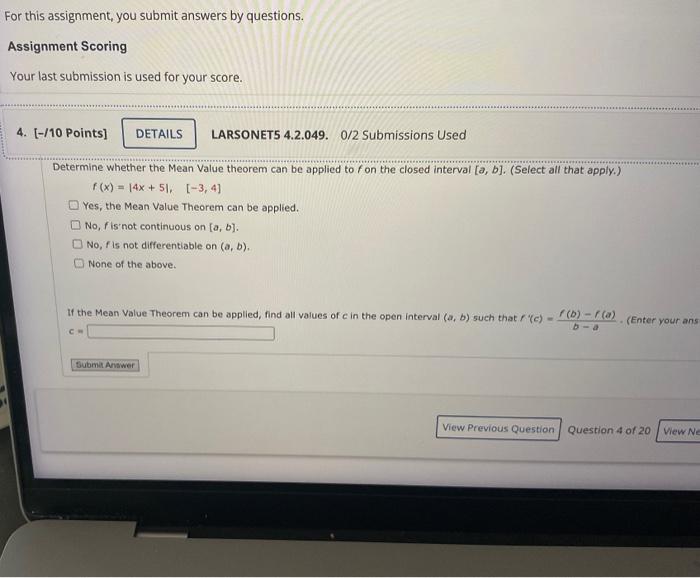 For This Assignment You Submit Answers By Questions Assignment Scoring Your Last Submission Is Used For Your Score 4 1