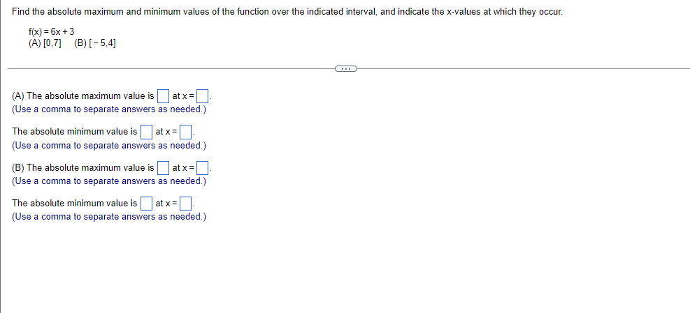 Find The Absolute Maximum And Minimum Values Of The Function Over The Indicated Interval And Indicate The X Values At W 1