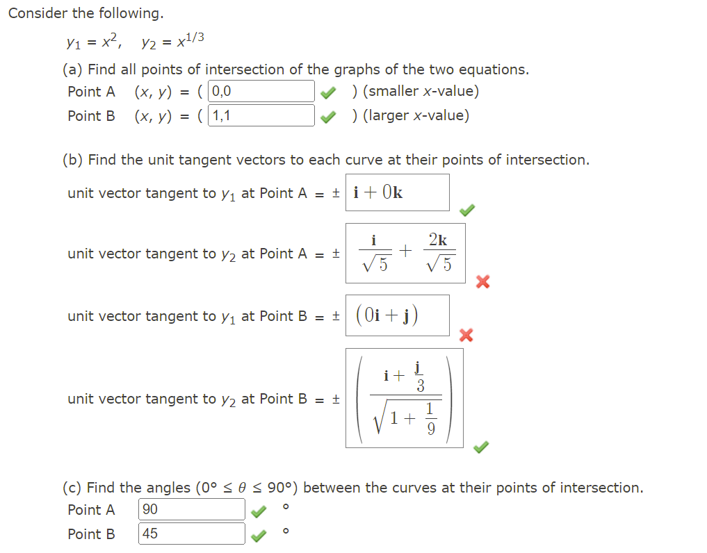 Consider The Following Y1 X2 Y2 X1 3 A Find All Points Of Intersection Of The Graphs Of The Two Equations Point A 1