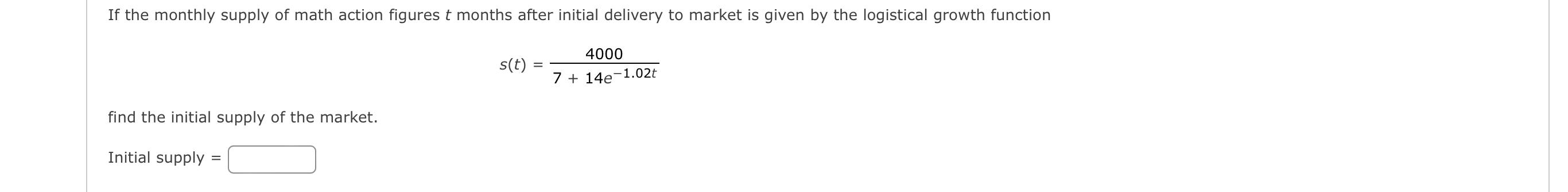 S T 7 14e 1 02t4000 Find The Initial Supply Of The Market 1