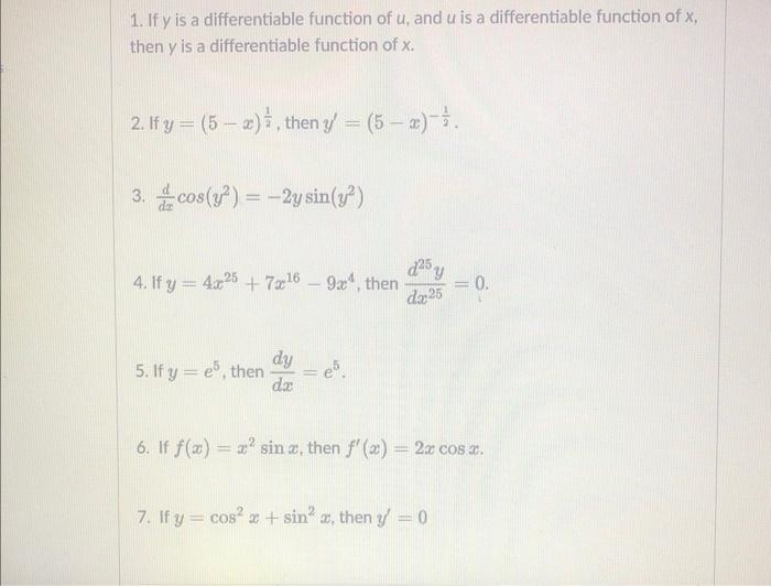 1 If Y Is A Differentiable Function Of U And U Is A Differentiable Function Of X Then Y Is A Differentiable Function 1