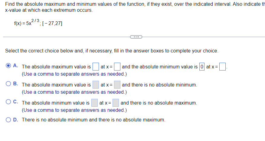 Find The Absolute Maximum And Minimum Values Of The Function If They Exist Over The Indicated Interval Also Indicate 1