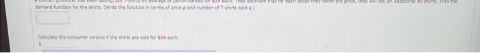 Dersand Functiso For The Shirss Wrte The Functien In Tems Ef Price G And Number Of T Shirts Sold Q Caiciaste The Des 1
