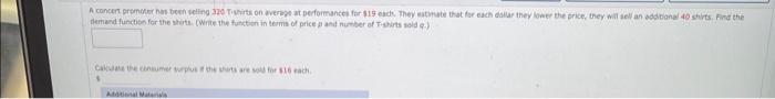 Dersand Functiso For The Shirss Wrte The Functien In Tems Ef Price G And Number Of T Shirts Sold Q Caiciaste The Des 2