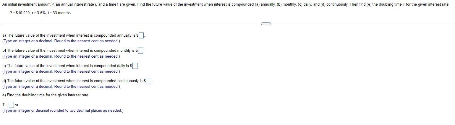 P 10 000 R 3 6 T 33 Months A The Future Value Of The Investment When Interest Is Compounded Annually Is Type An 1