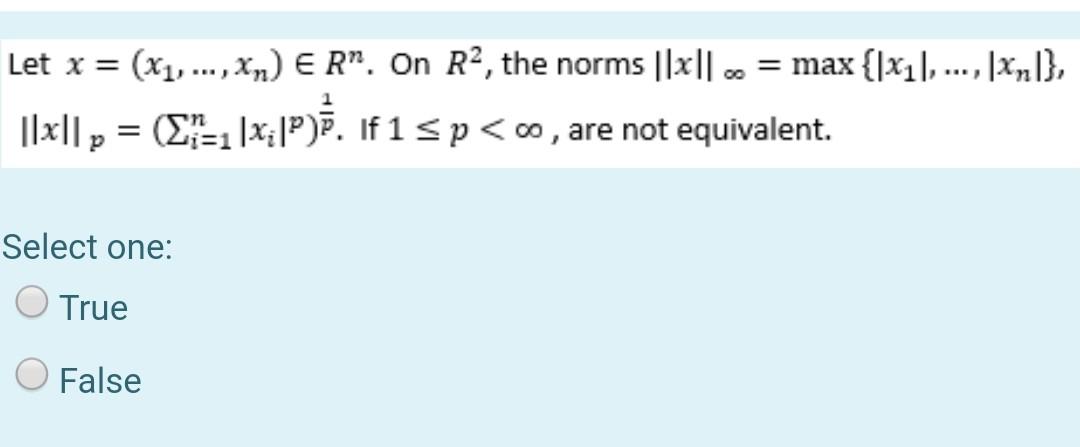 Let X X1 Xn Er On R2 The Norms X Max X1 Xn P 2 1 X If1 Sp 0 Are Not Equival 1