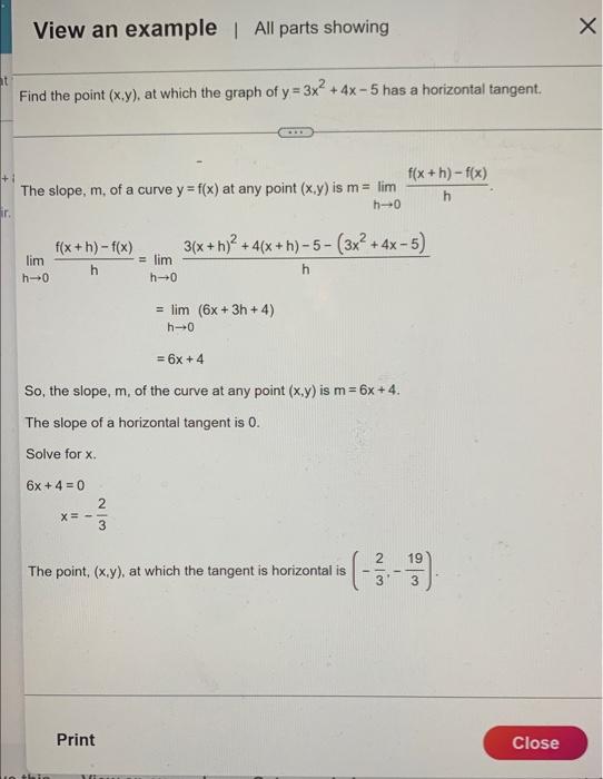 Find The Point X Y At Which The Graph Of Y 3x2 4x 5 Has A Horizontal Tangent The Slope M Of A Curve Y F X At Any 1
