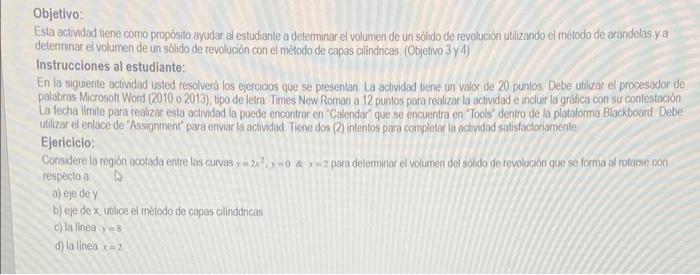 Objetivo Esta Actividad Tiene Como Proposito Ayudar Al Estudiante A Determinar El Volumen De Un Solido De Revolucion Ut 1