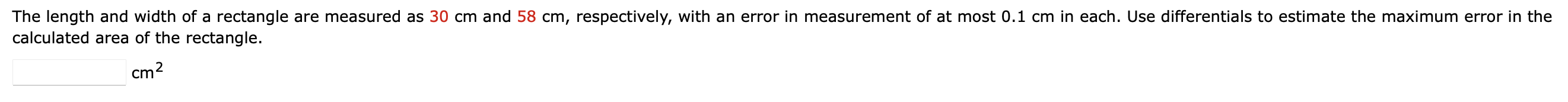 Calculated Area Of The Rectangle Cm2 1