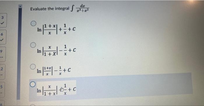 Luate The Integral X3 X2dx Ln X1 X X1 C Ln 1 Xx X1 C Ln X1 X X1 C Ln 1 Xx X1 C 1