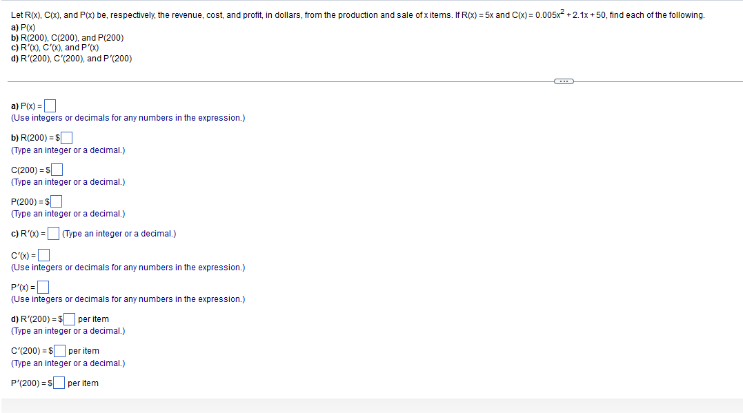 A P X B R 200 C 200 And P 200 C R X C X And P X D R 200 C 200 And P 200 A P X Use Integers Or 1