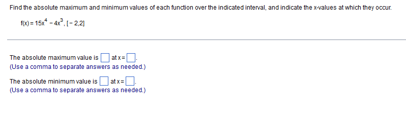 Find The Absolute Maximum And Minimum Values Of Each Function Over The Indicated Interval And Indicate The X Values At 1