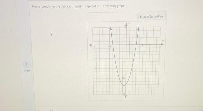Find A Formula For The Quadratic Function Depicted In The Following Graph 1