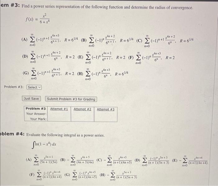 3 Find A Power Series Representation Of The Following Function And Determine The Radius Of Convergence F X 6 X4x2 1