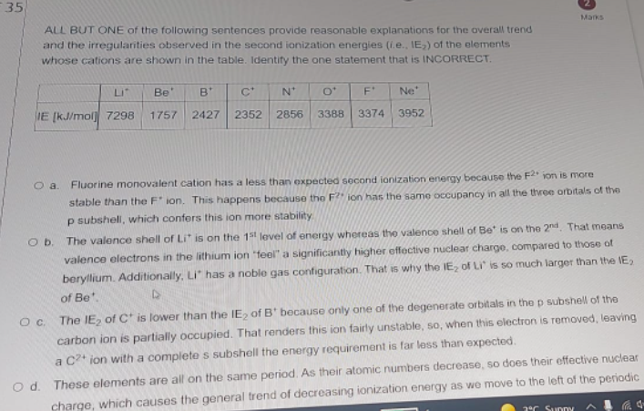 35 Marks All But One Of The Following Sentences Provide Reasonable Explanations For The Overall Trend And The Irregulari 1