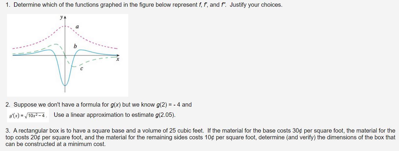 2 Suppose We Don T Have A Formula For G X But We Know G 2 4 And G X 10x2 4 Use A Linear Approximation To Estimat 1