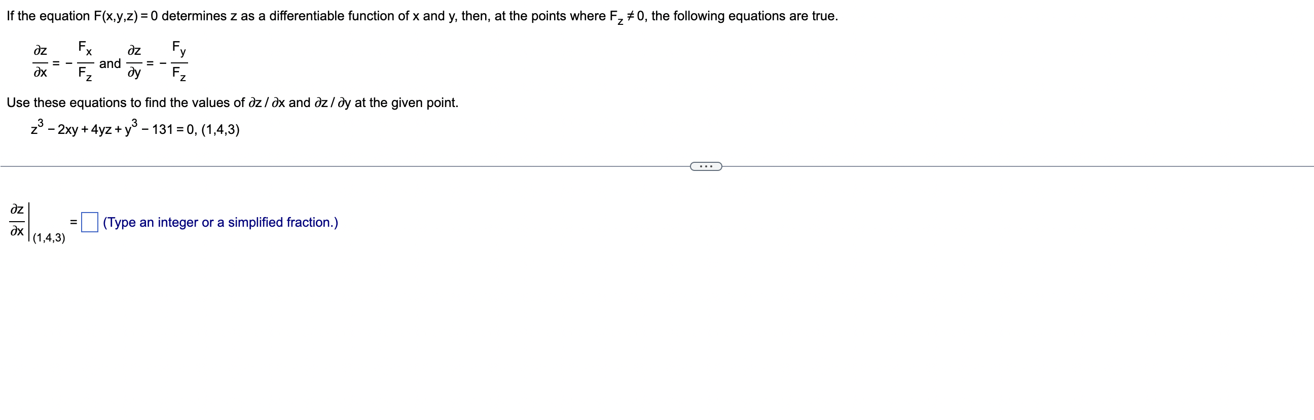 If The Equation F X Y Z 0 Determines Z As A Differentiable Function Of X And Y Th X Z Fz Fx And Y Z Fz Fy Us 1