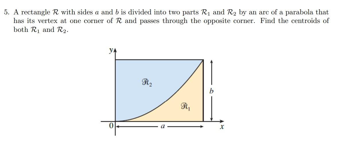 5 A Rectangle R With Sides A And B Is Divided Into Two Parts R1 And R2 By An Arc Of A Parabola That Has Its Vertex At 1