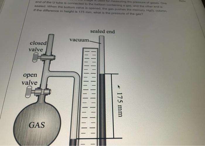 Ed For Menungan End Of The U Tube Is Connected To The Balloon Containing And The Others Sealed When The Bottom Valve Is 1