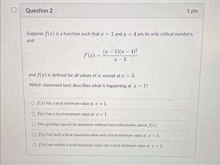 Suppose F X Is A Function That Has F X 4 X4x As Its Derivative On Which Interval Is F X Increasing 0 0 2