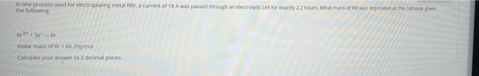 Animegularly Shaped Metal Part Made Trom A Particular Alloy Was Galvanized With Ein Using A Zn No3 Solution When A Cu 2