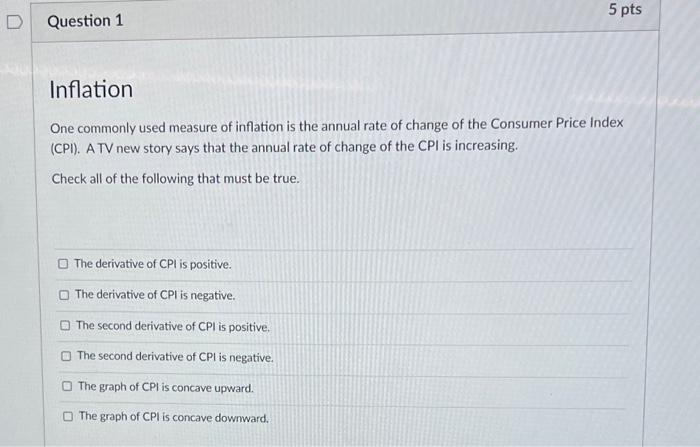 One Commonly Used Measure Of Inflation Is The Annual Rate Of Change Of The Consumer Price Index Cpi Atv New Story Say 1