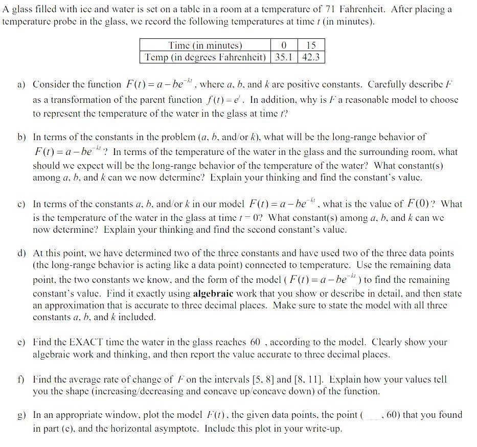 A Glass Filled With Ice And Water Is Set On A Table In A Room At A Temperature Of 71 Fahrenheit After Placing A Emperat 1