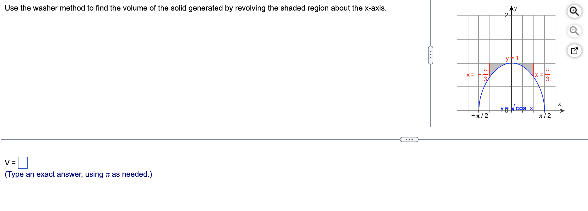 Use The Washer Method To Find The Volume Of The Solid Generated By Revolving The Shaded Region About The X Axis V Typ 1