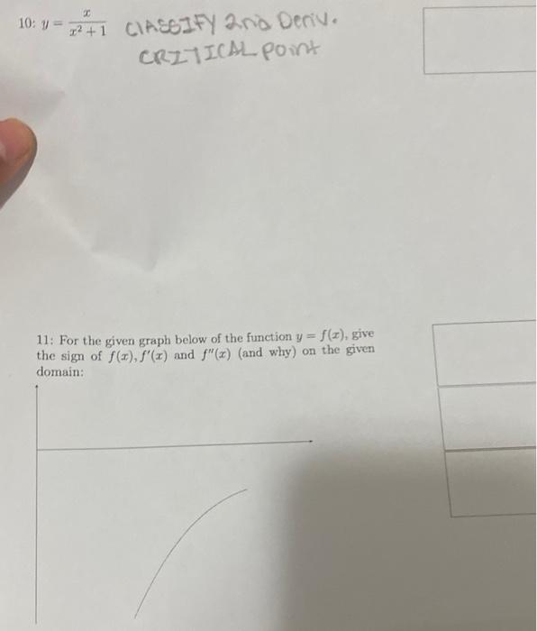 10 Y X2 1x Girssefy 2no Derive Criiichpon 11 For The Given Graph Below Of The Function Y F X Give The Sign Of F X 1