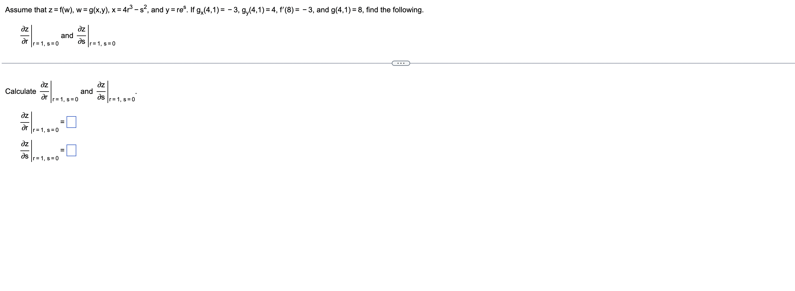 Assume That Z F W W G X Y X 4r3 S2 And Y Rs If Gx 4 1 3 Gy 4 1 4 F 8 3 And G 4 1 8 Find The Following R 1