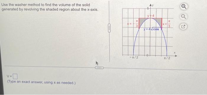 Use The Washer Method To Find The Volume Of The Solid Generated By Revolving The Shaded Region About The X Axis V Typ 1