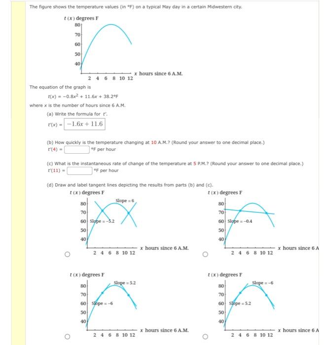The Figure Shows The Temperature Values In F On A Typical May Day In A Certain Midwiestern City The Equation Of The 1