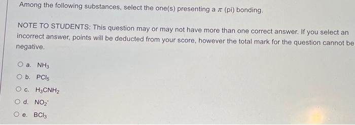 Among The Following Substances Select The One S Presenting A R Pl Bonding Note To Students This Question May Or Ma 1