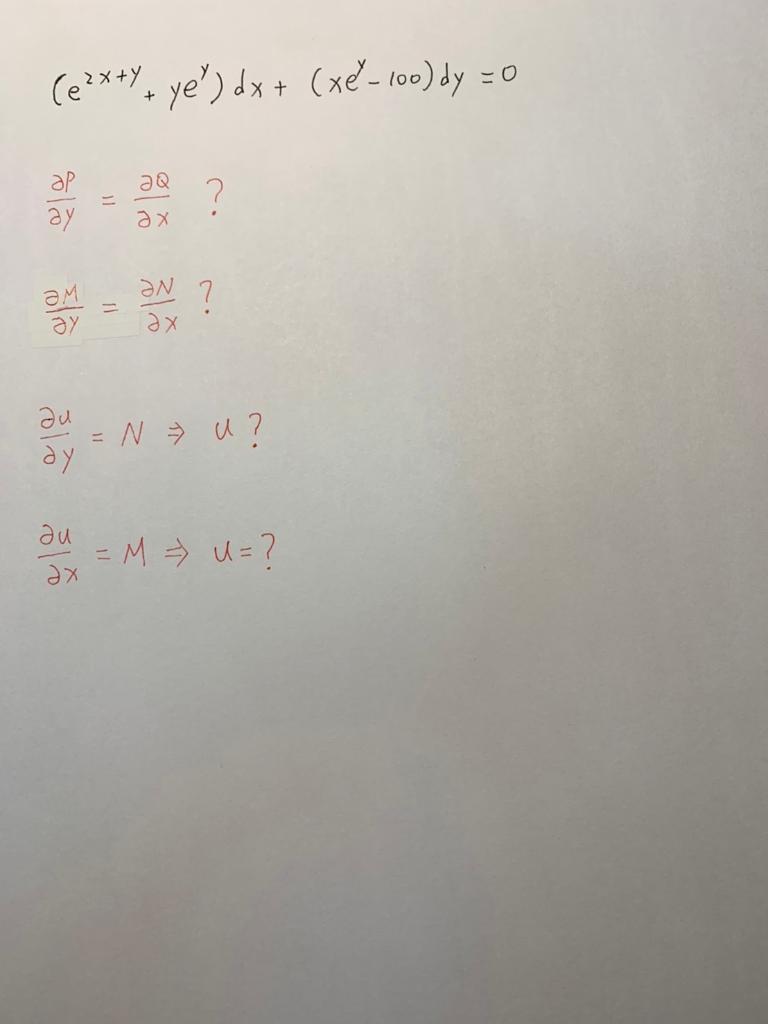 E2x Y Yey Dx Xey 100 Dy 0 Y P X Q Y M X N Y U N U X U M U 1
