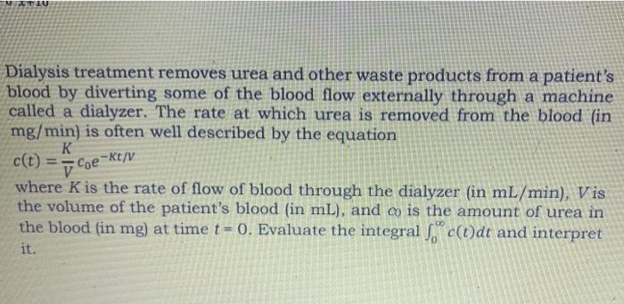 Dialysis Treatment Removes Urea And Other Waste Products From A Patient S Blood By Diverting Some Of The Blood Flow Exte 1