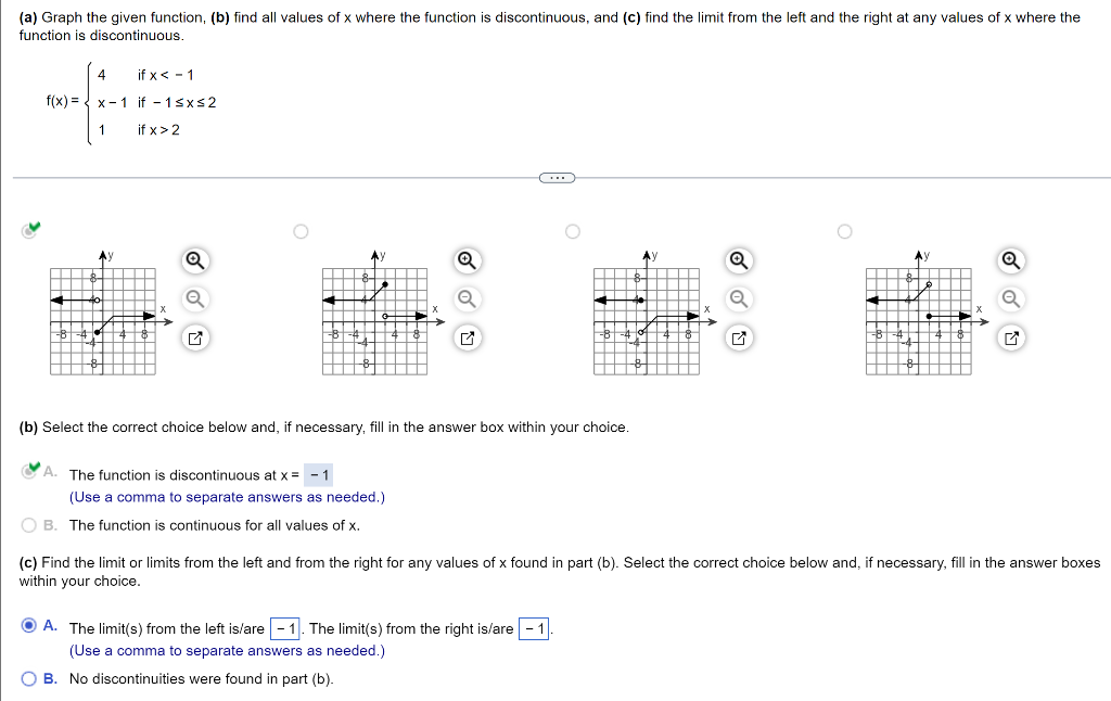 F X 4x 11 If X 1 If 1 X 2 If X 2 B Select The Correct Choice Below And If Necessary Fill In The Answer Box 1