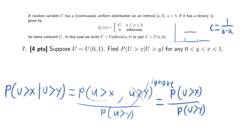 F X C A X B0 A For Some Constant C In This Case We Write U Uniform A B Or Just U U A B 10 1 1 7 4 Pts 1