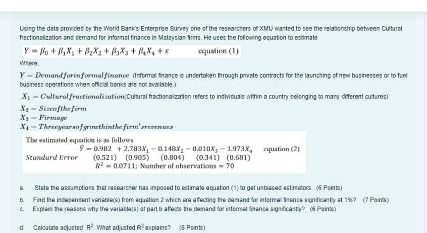 Using The Data Provided By The World Bank S Enterprise Survey One Of The Researchers Of Xmu Wanted To See The Relationsh 1