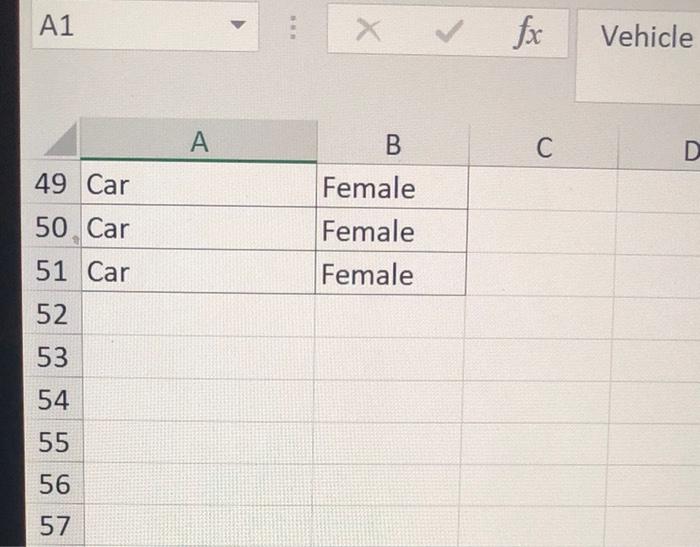 Using The Accompanying Data Devesop A Cross Tabulation For Gender And Vehicle Drfven Then Convert This Table Into Pecb 4