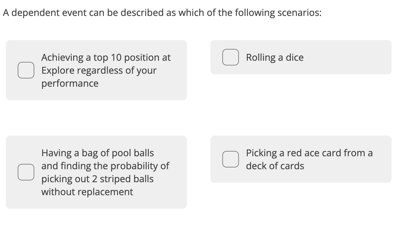 A Dependent Event Can Be Described As Which Of The Following Scenarios 1